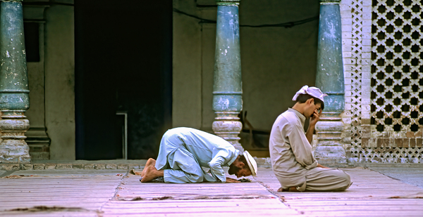 Men pray in the mosque in Chitral during afternoon prayer Digital Download