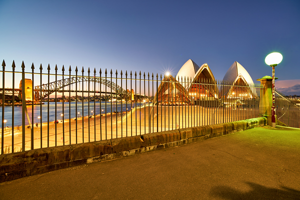 Sydney Opera House and Harbour Bridge at dusk. Digital Download