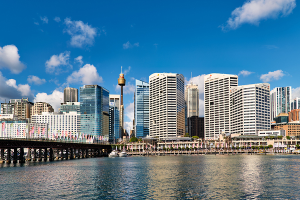 Sydney Harbour skyline with bridge and boats. Digital Download