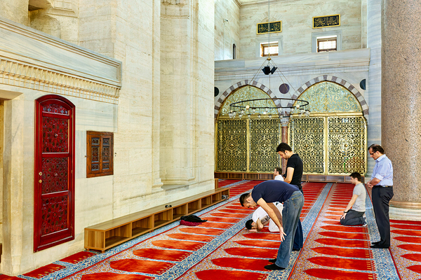 People pray inside Suleymaniye Mosque in Istanbul Turkey Digital Download