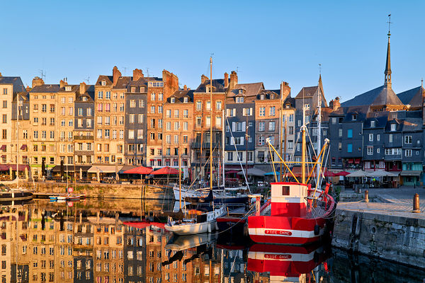 Sunrise at Honfleur harbour in Normandy France with reflections Digital Download