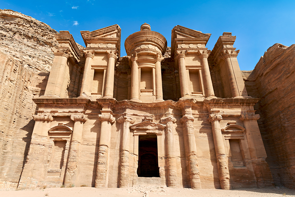 Visit to the Monastery at Petra in Jordan under clear blue sky Digital Download