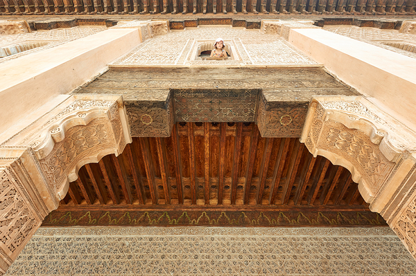 Child looks out from window of Madrasa Ben Youssef in Marrakesh Digital Download