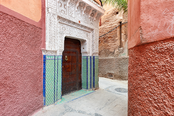 Narrow alleys in Marrakeshs Medina show traditional architectur Digital Download