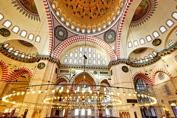Ceiling light fixtures in Istanbuls Suleymaniye Mosque Digital Download