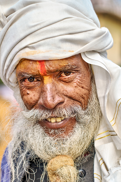 Man with white beard and turban in Orchha Madhya Pradesh India Digital Download