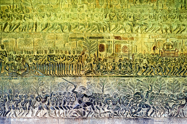 Ancient bas reliefs depicting processions deities and battles. Digital Download