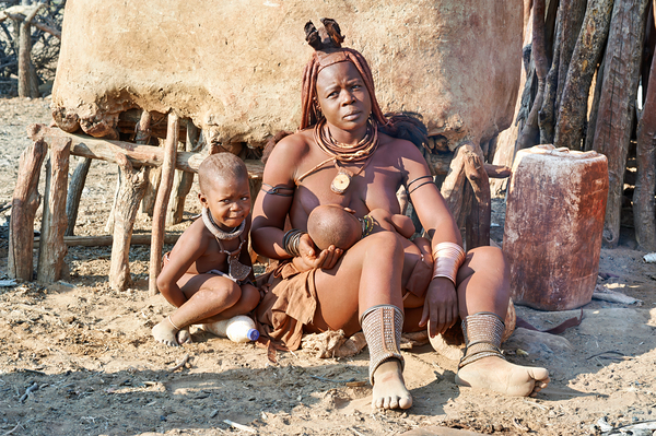 Mother and son in Himba village in Kunene Region of Namibia Digital Download
