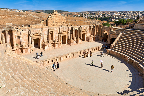 Exploring the ancient theatre in Gerasa Jerash in Jordan Digital Download