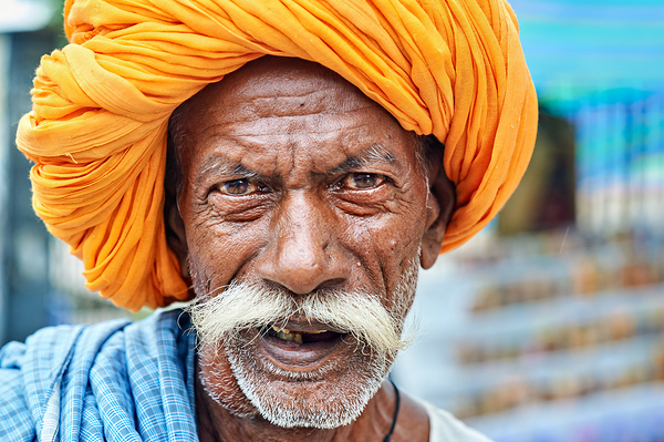Old man in Bundi Rajasthan showing traditional culture and attir Digital Download