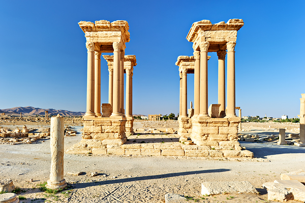 Exploring the Tetrapylon at Palmyra in Syria during the day Digital Download