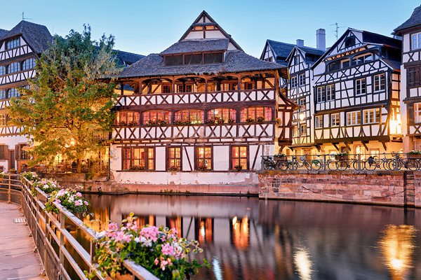 Timber houses in Petit France district by the water in Strasbour Digital Download
