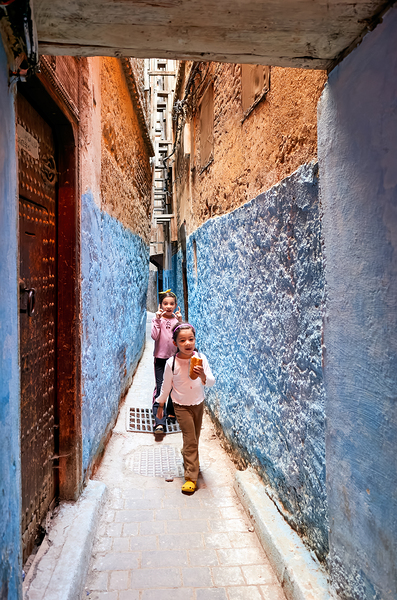Children play in the alleys of the Medina in Fez Morocco Digital Download