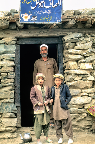 Family near shop at Shandur Pass in Pakistan Digital Download