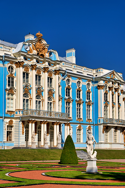 Catherine Palace in Saint Petersburg with blue facade and garden Digital Download