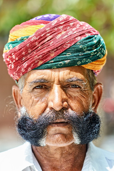 Senior man in colorful turban in Deshnok Rajasthan India Digital Download
