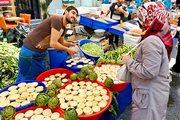 Market activity in Istanbul Turkey with local vendors Digital Download