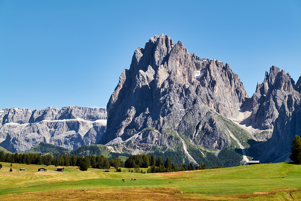 Sassolungo mountain peak view at Seiser Alm in Italy Digital Download