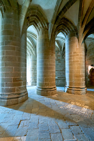 Inside Mont Saint Michel Abbey in Normandy France with stone co Digital Download