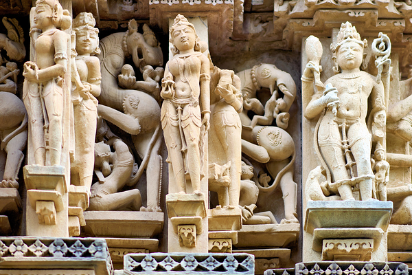 Hindu temples in Khajuraho show ancient art and carvings Digital Download