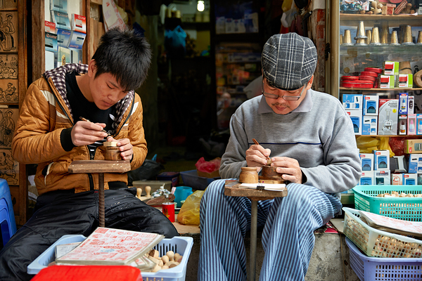 Crafting wooden items in Hanoi workshops during late morning Digital Download