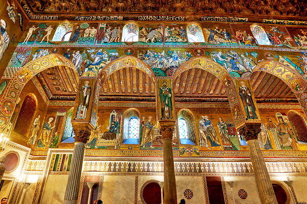 Cappella Palatina in Palermo shows detailed frescoes and archite Digital Download