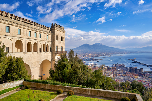 View of Naples and Mount Vesuvius from high ground in Campania Digital Download