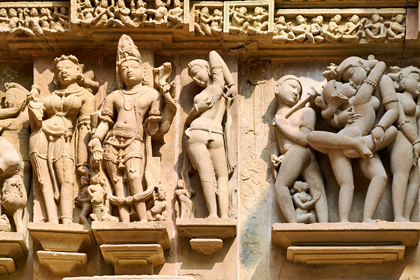 Hindu temples in Khajuraho display intricate carvings of life Digital Download