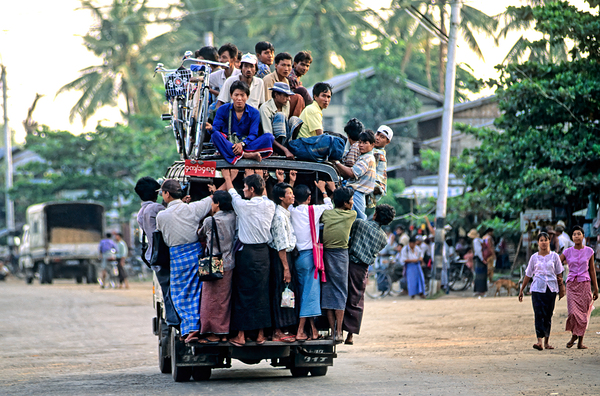 Busy transportation scene in Myanmar during the day Digital Download