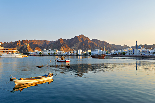 Waterfront view in Muscat Oman at sunset near boats Digital Download