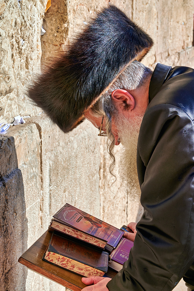 Orthodox Jews at Wailing Wall in Jerusalem during Prayer Time Digital Download