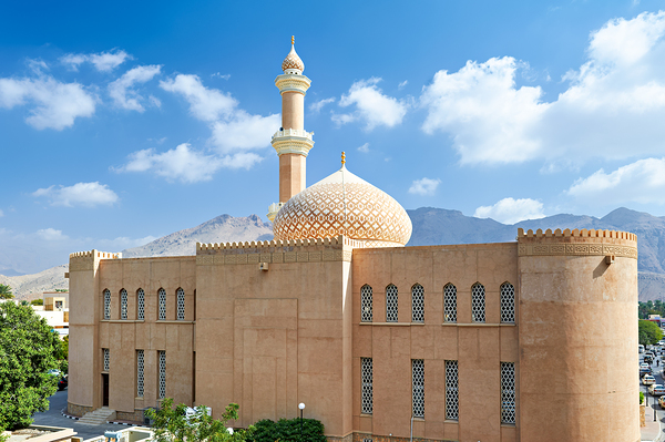 Nizwa Fort view with mountains and clouds in Oman Digital Download