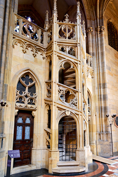 Ornate Gothic spiral staircase and architecture. Digital Download
