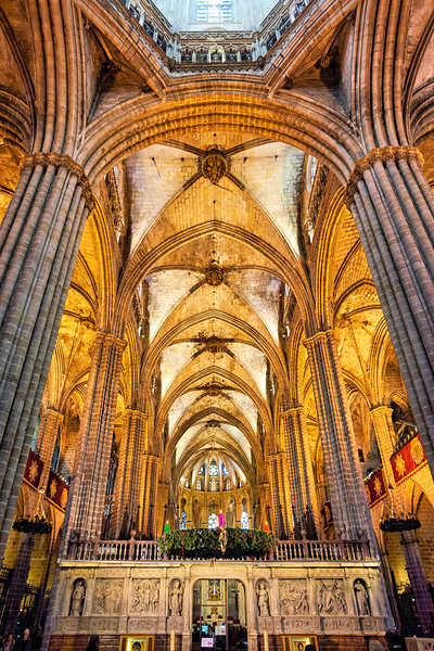 Historic view of the Cathedral of the Holy Cross in Barcelona Digital Download