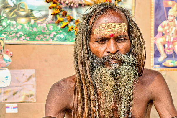 Sadhu in Varanasi Uttar Pradesh with long hair and beard Digital Download