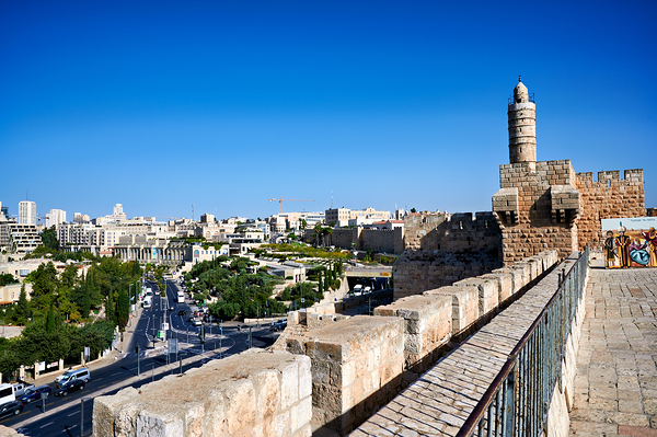 View of the old city ramparts in Jerusalem during the day Digital Download
