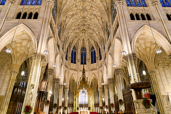 Visitors admire St. Patricks Cathedral in Manhattan during the  Digital Download