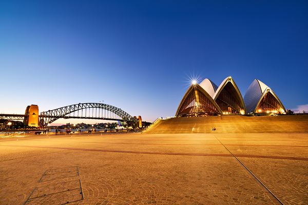 Sydney Opera House and Harbour Bridge at dusk. Digital Download