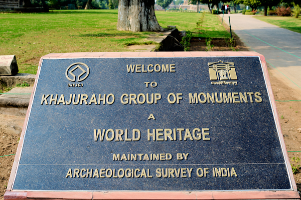 Welcome sign at Khajuraho Group of Monuments in Madhya Pradesh Digital Download