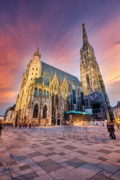 St. Stephens Cathedral Vienna at vibrant sunset. Digital Download