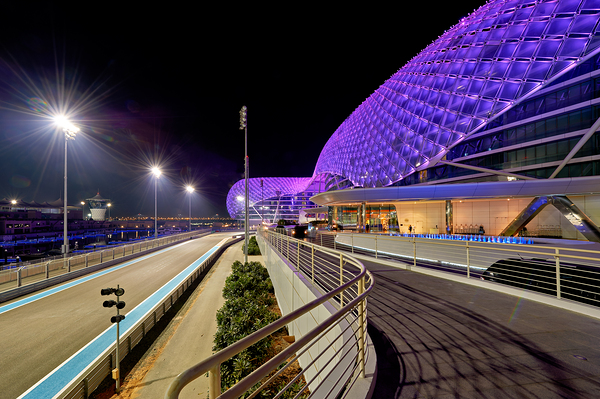 Yas Island hotel view at night in Abu Dhabi Digital Download