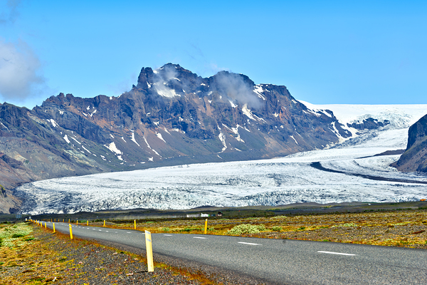 Glacier in Skaftafell Iceland with clear sky and road view Digital Download