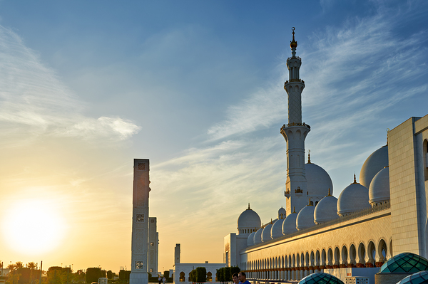 Visit to Sheikh Zayed Grand Mosque in Abu Dhabi at sunset Digital Download