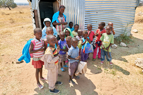 Students gather outside a school in Kavango Region Namibia Digital Download