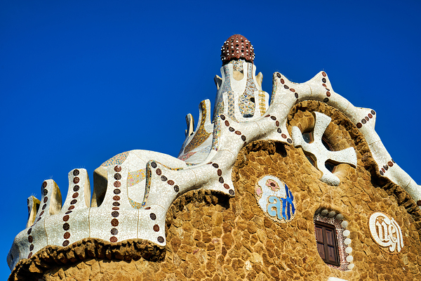 Gable of the fairytale house in park guell barcelona Digital Download