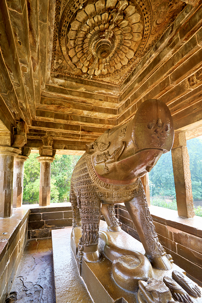 Nandi shrine in Khajuraho Madhya Pradesh shows ancient stone ca Digital Download