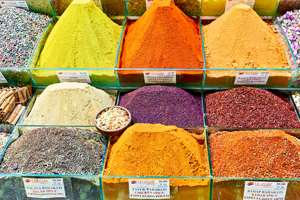 Exploring the Grand Bazaar with colorful spices in Istanbul Digital Download