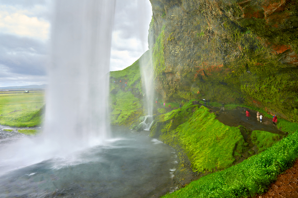 Seljalandsfoss waterfall view from behind in Iceland Digital Download