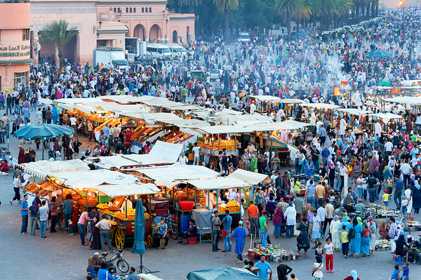 Sunset at Djema el Fna square in Marrakesh with lively crowds Digital Download