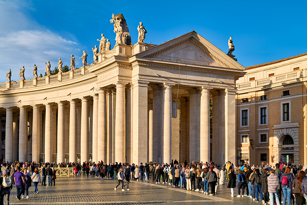 Tourists waiting in line to enter Saint Peters Basilica in Rome Digital Download